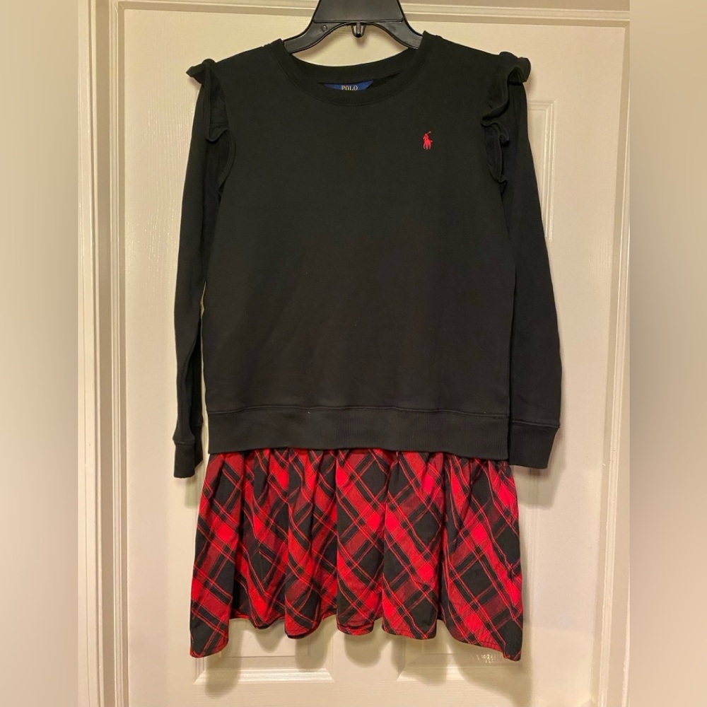 NWT Polo Ralph Lauren Girls Fleece Sweatshirt Dress Holiday Christmas Cozy - Picture 2 of 5